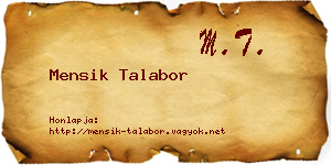 Mensik Talabor névjegykártya